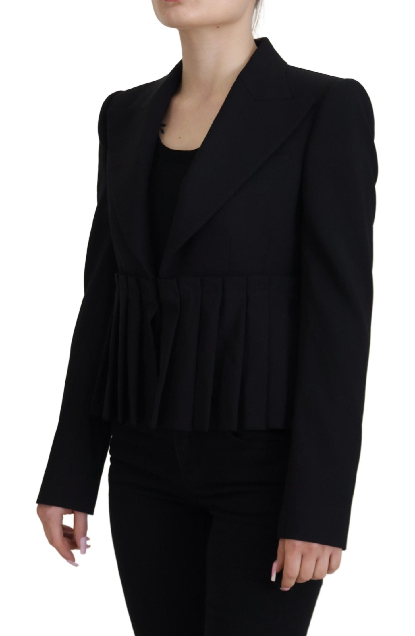 Dolce & Gabbana Elegant Black Stretch Wool Blazer IT38 / XS