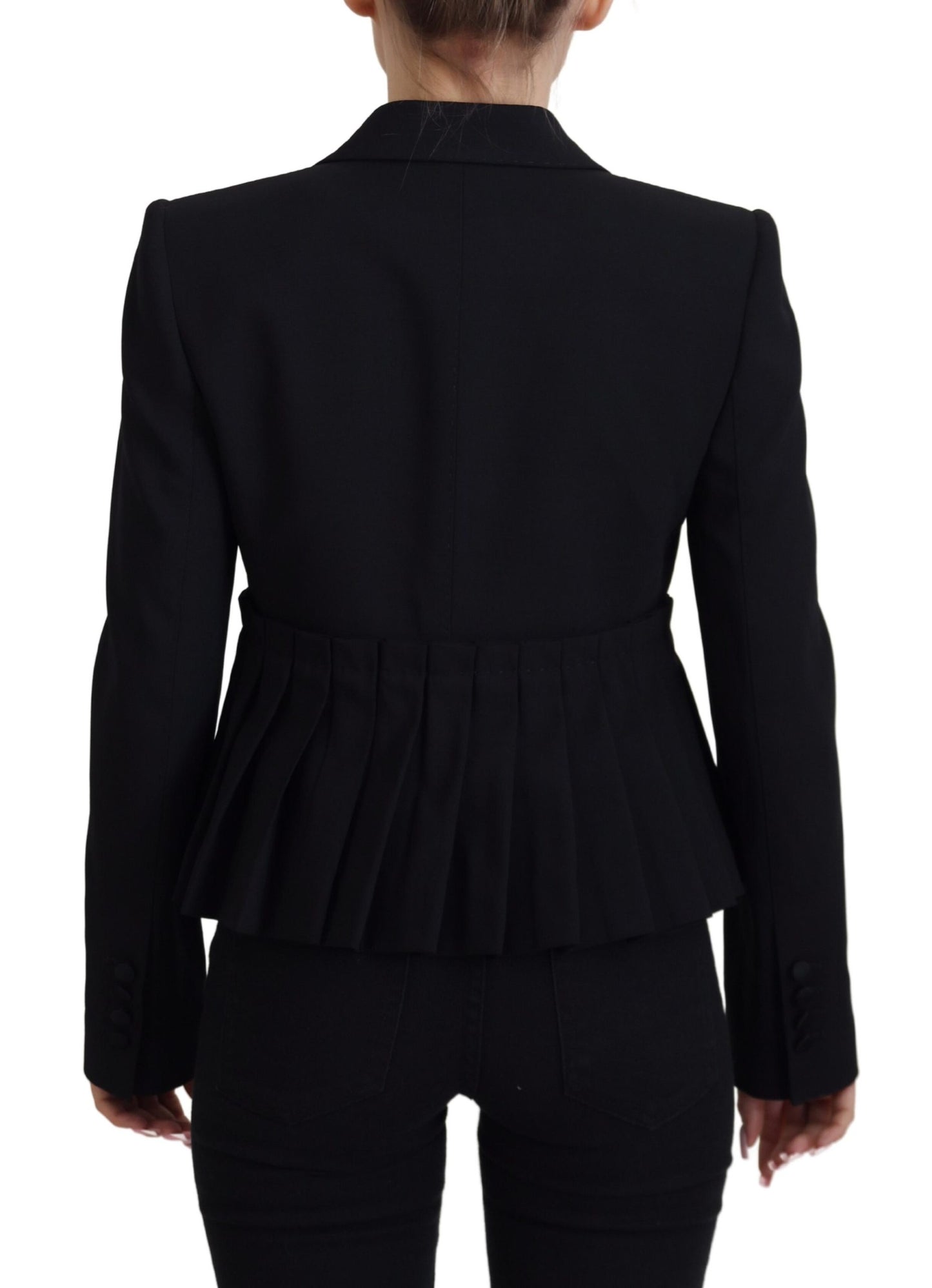 Dolce & Gabbana Elegant Black Stretch Wool Blazer IT38 / XS