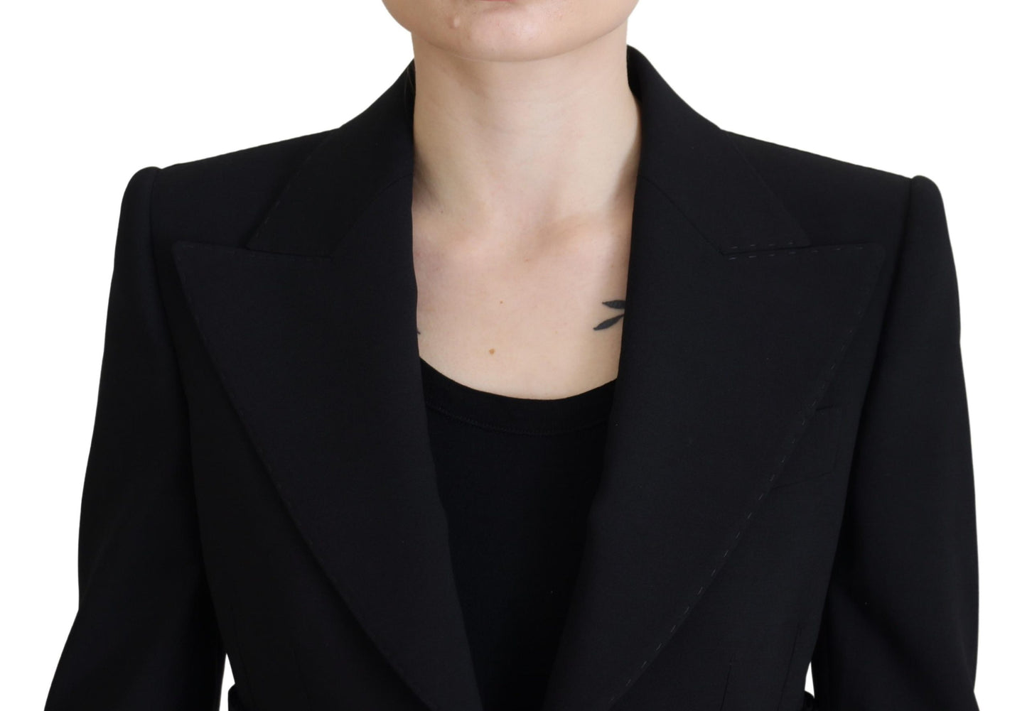 Dolce & Gabbana Elegant Black Stretch Wool Blazer IT38 / XS