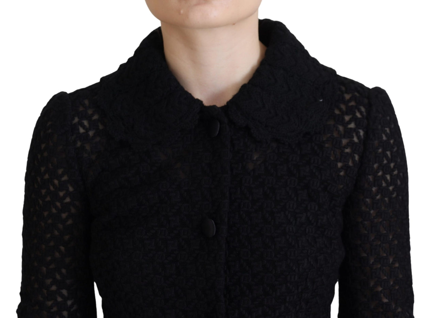 Dolce & Gabbana Elegant Black Wool Blend Button Down Jacket IT40 | S