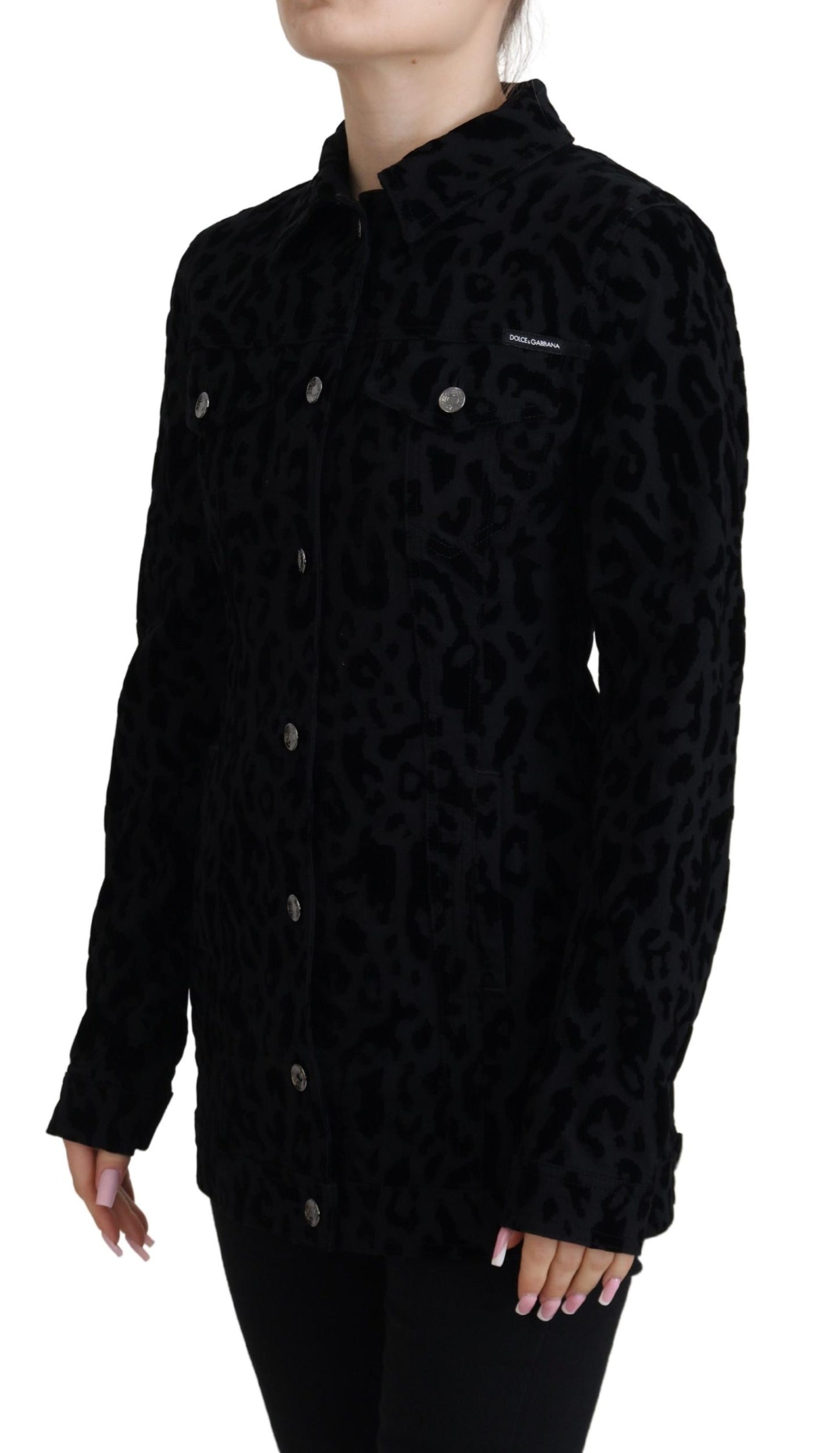 Dolce & Gabbana Chic Leopard Pattern Denim Jacket IT40 / S