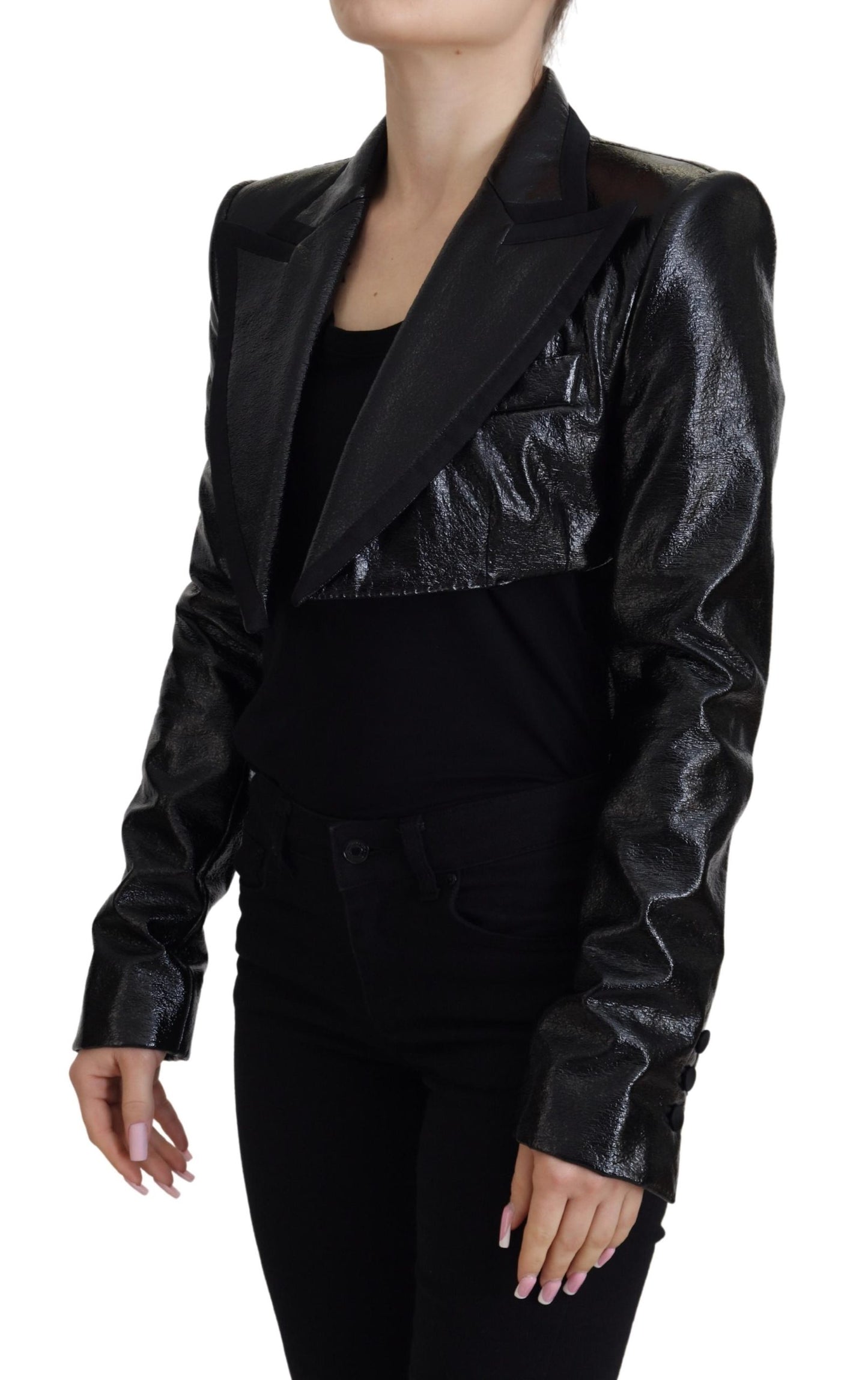 Dolce & Gabbana Elegant Cropped Black Designer Jacket IT40 | S