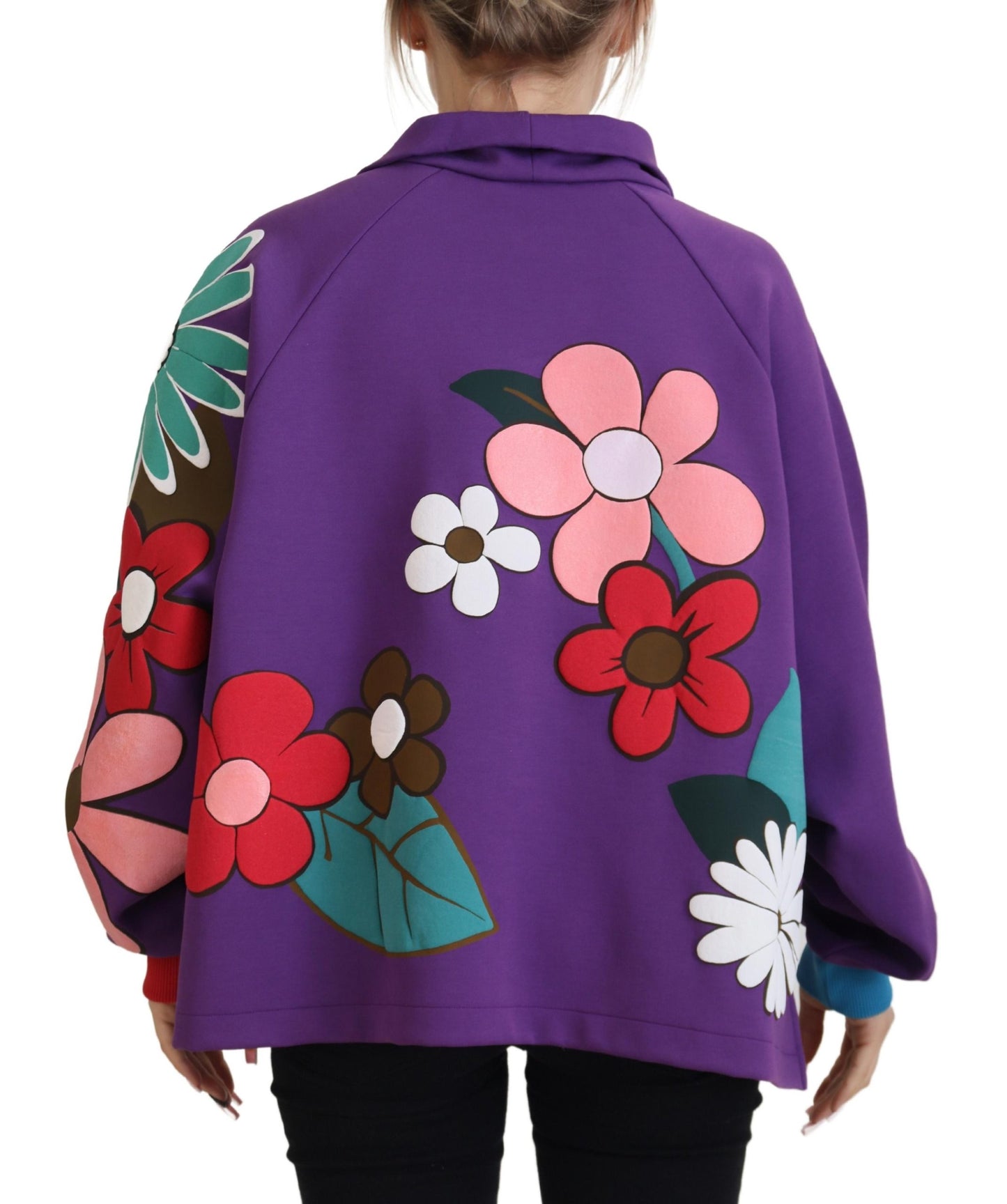 Dolce & Gabbana Elegant Purple Floral Pullover Sweater IT38 / XS