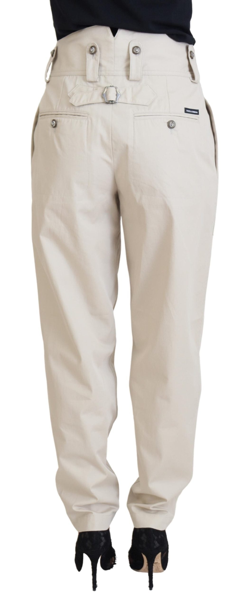 Dolce & Gabbana Chic Beige Cotton Trousers for Elegant Comfort IT36 / XXS