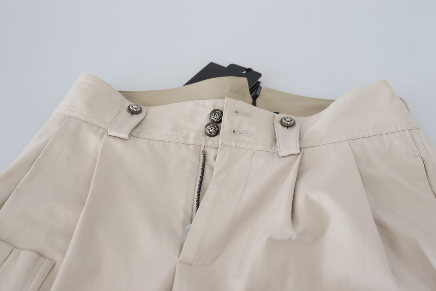 Dolce & Gabbana Chic Beige Cotton Trousers for Elegant Comfort IT36 / XXS