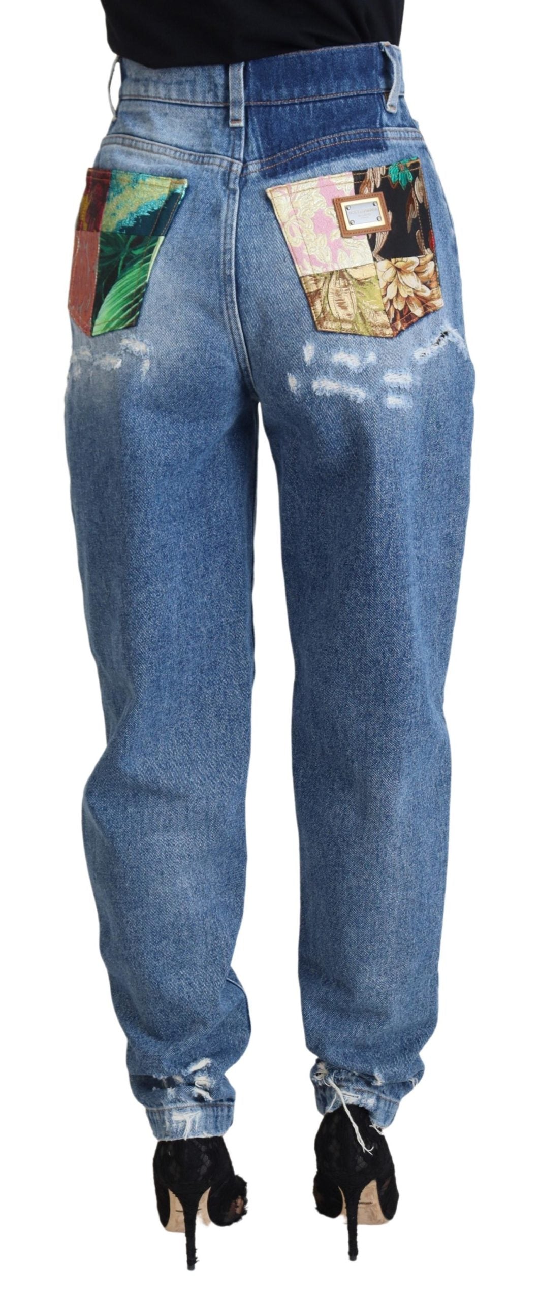 Dolce & Gabbana Chic Tattered Denim Pants - Indigo Essence IT36 / XXS