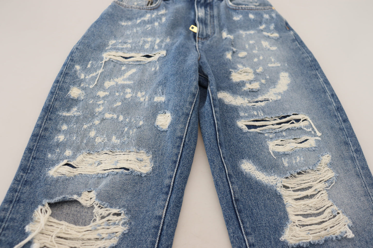 Dolce & Gabbana Chic Tattered Denim Pants - Indigo Essence IT36 / XXS