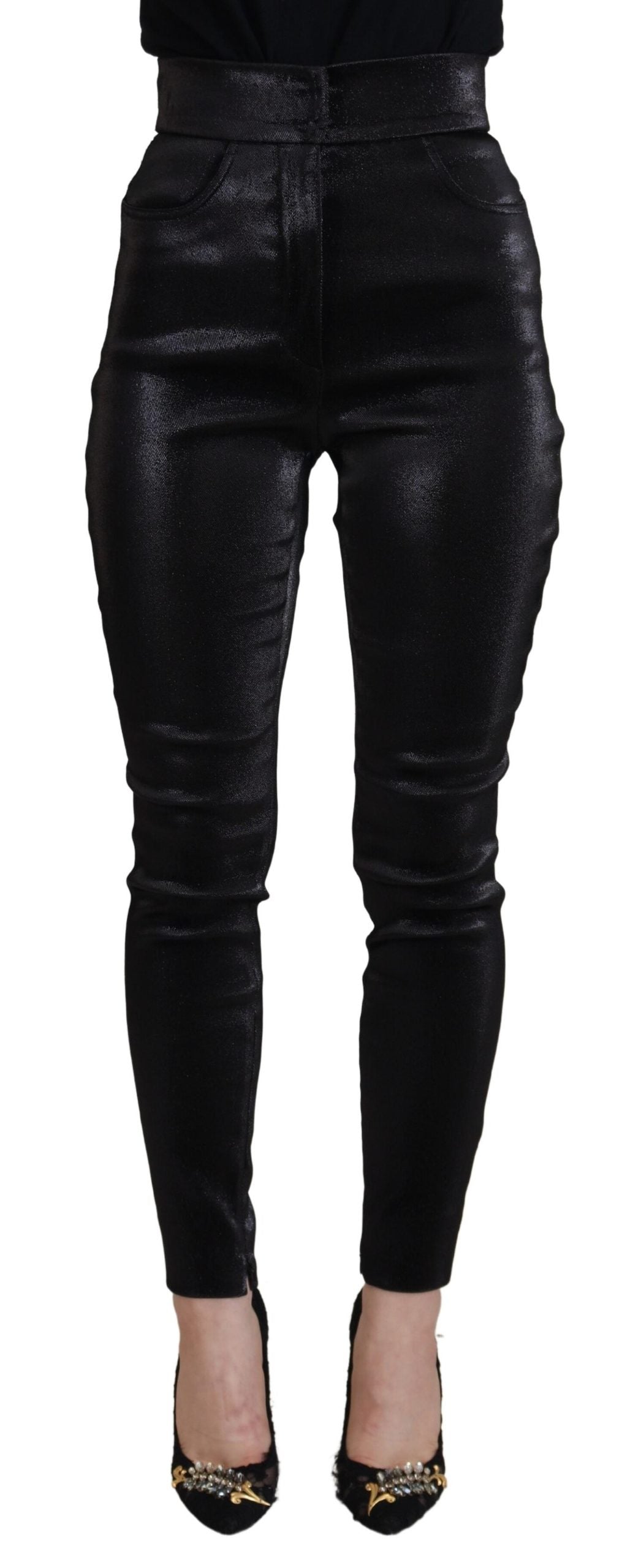 Dolce & Gabbana Elegant Black Denim Pants - Tailored Fit IT36 / XXS