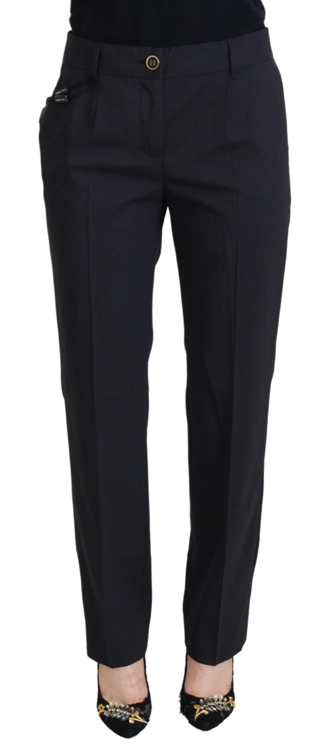 Dolce & Gabbana Chic Grey Wool Blend Pants for Elevated Style IT40 / S