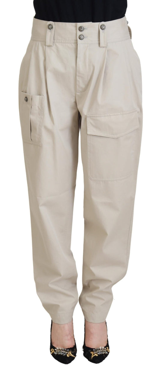 Dolce & Gabbana Elegant Beige Cotton Trousers IT38 / XS