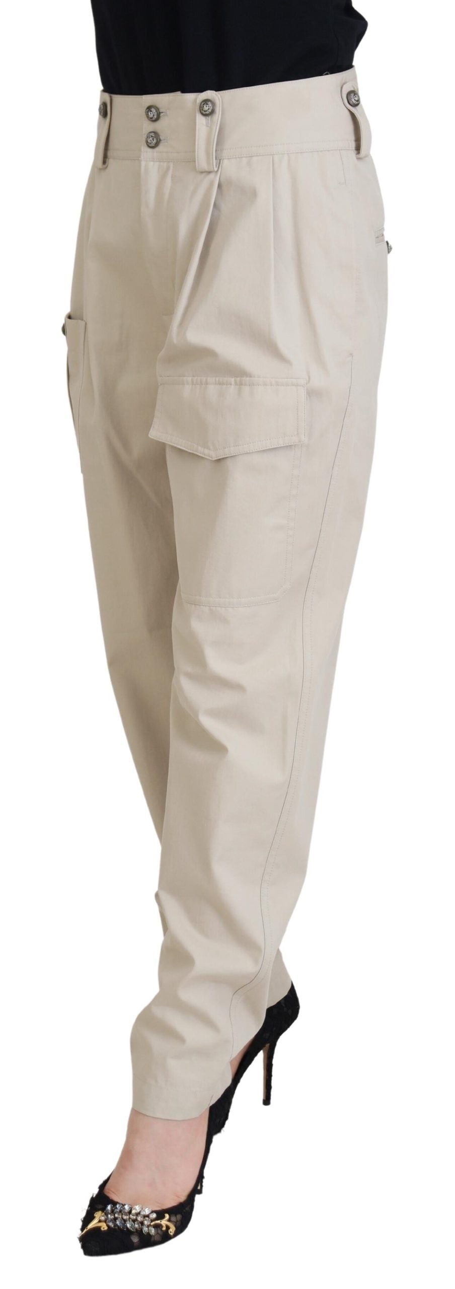 Dolce & Gabbana Elegant Beige Cotton Trousers IT38 / XS