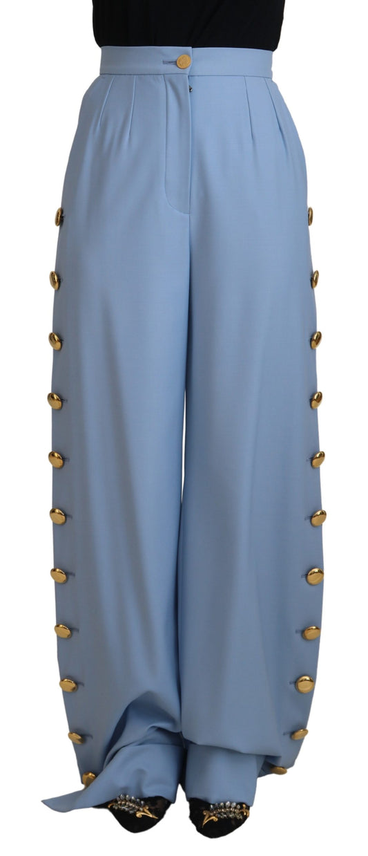 Dolce & Gabbana Elegant Light Blue Wool-Silk Blend Pants IT40 | S