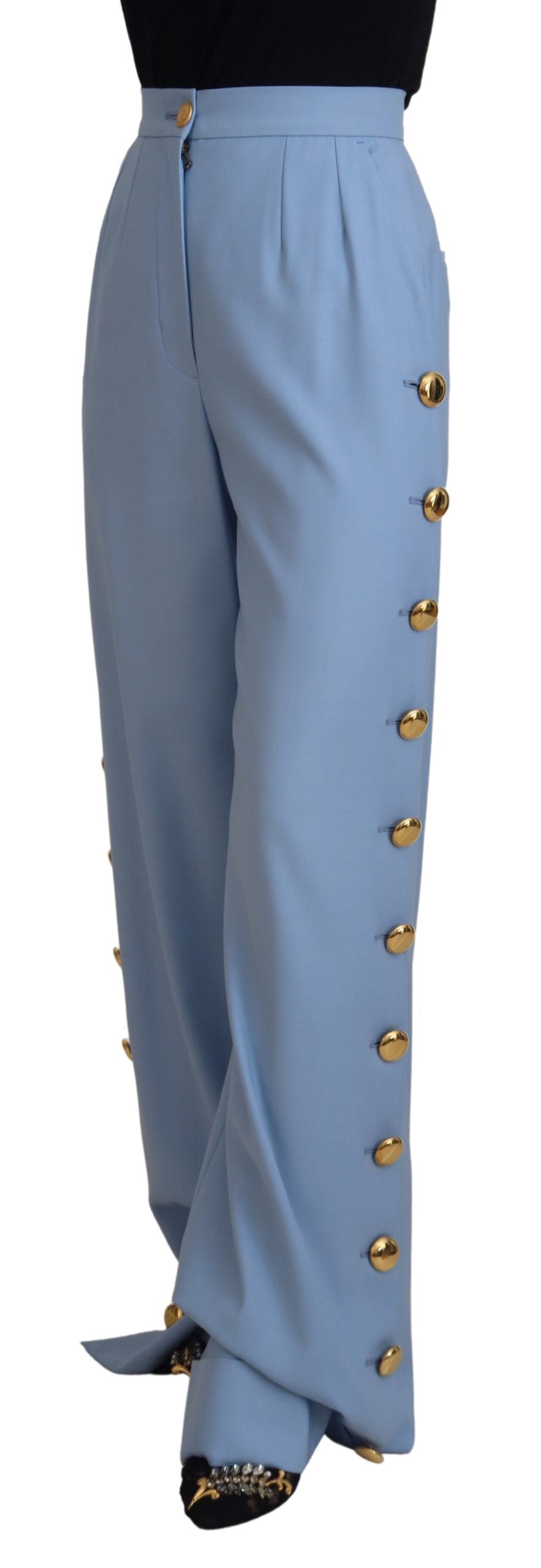 Dolce & Gabbana Elegant Light Blue Wool-Silk Blend Pants IT40 | S