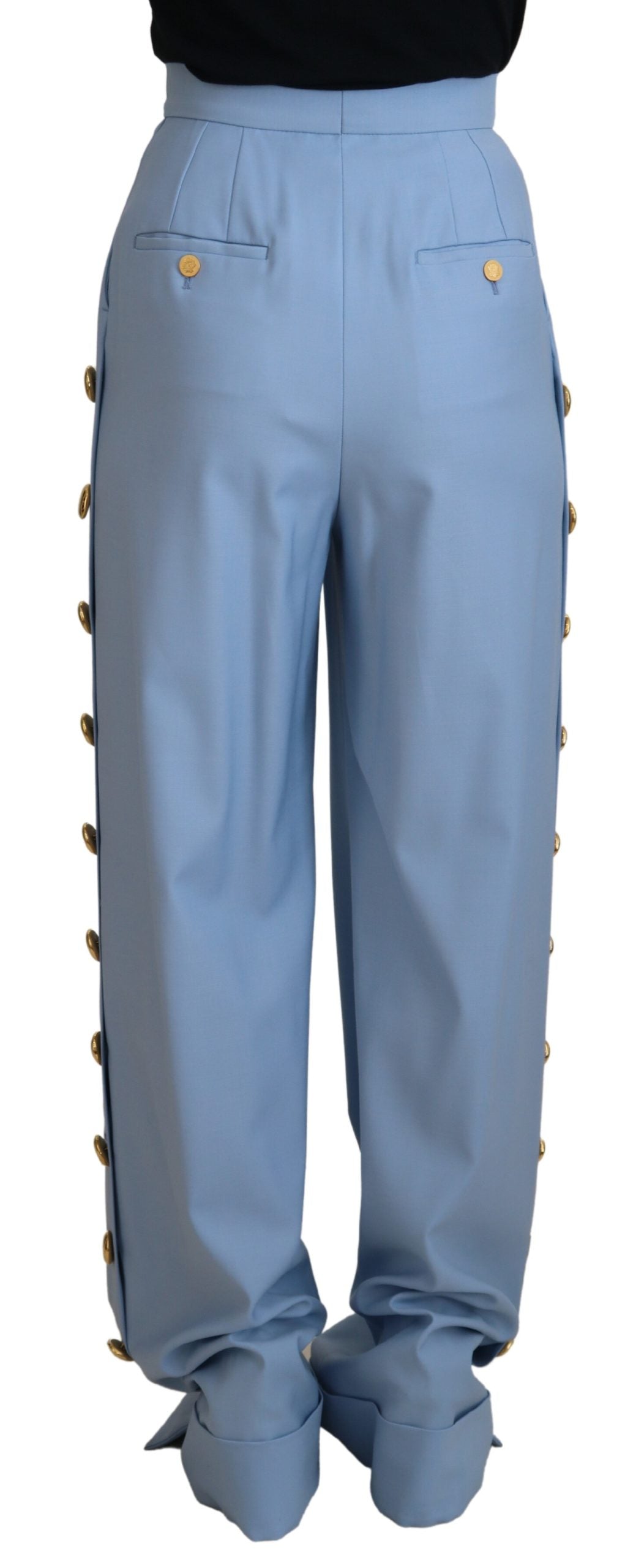 Dolce & Gabbana Elegant Light Blue Wool-Silk Blend Pants IT40 | S