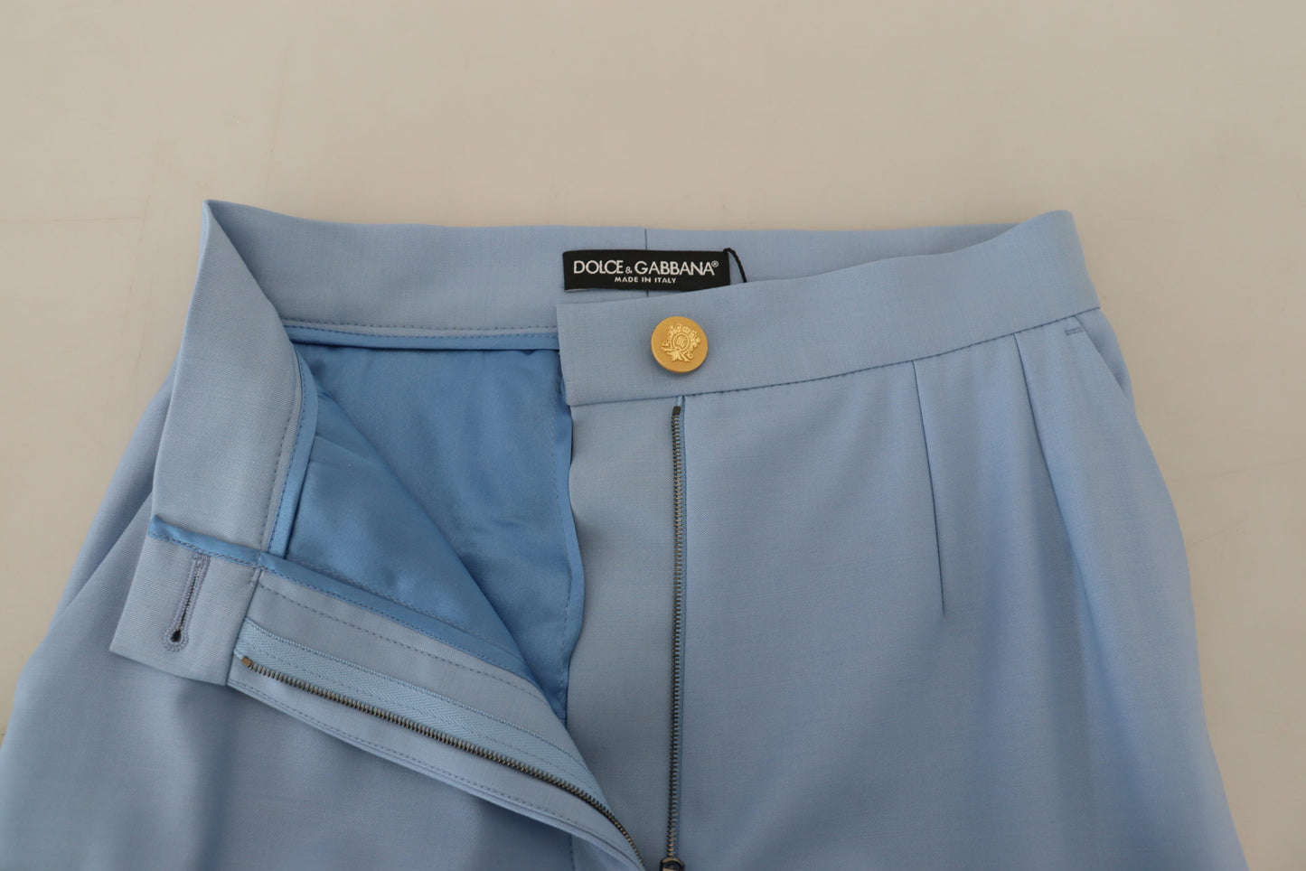 Dolce & Gabbana Elegant Light Blue Wool-Silk Blend Pants IT40 | S