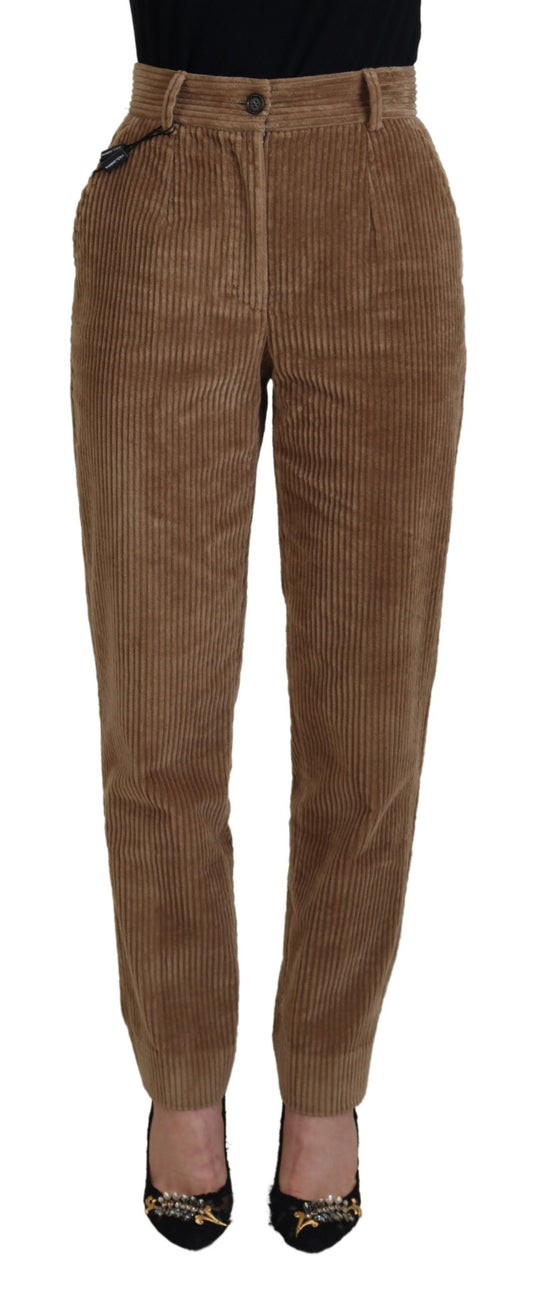 Dolce & Gabbana Elegant Brown Corduroy Pants for Sophisticated Style IT38 / XS