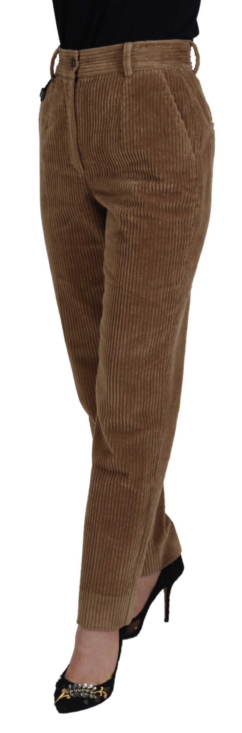 Dolce & Gabbana Elegant Brown Corduroy Pants for Sophisticated Style IT38 / XS