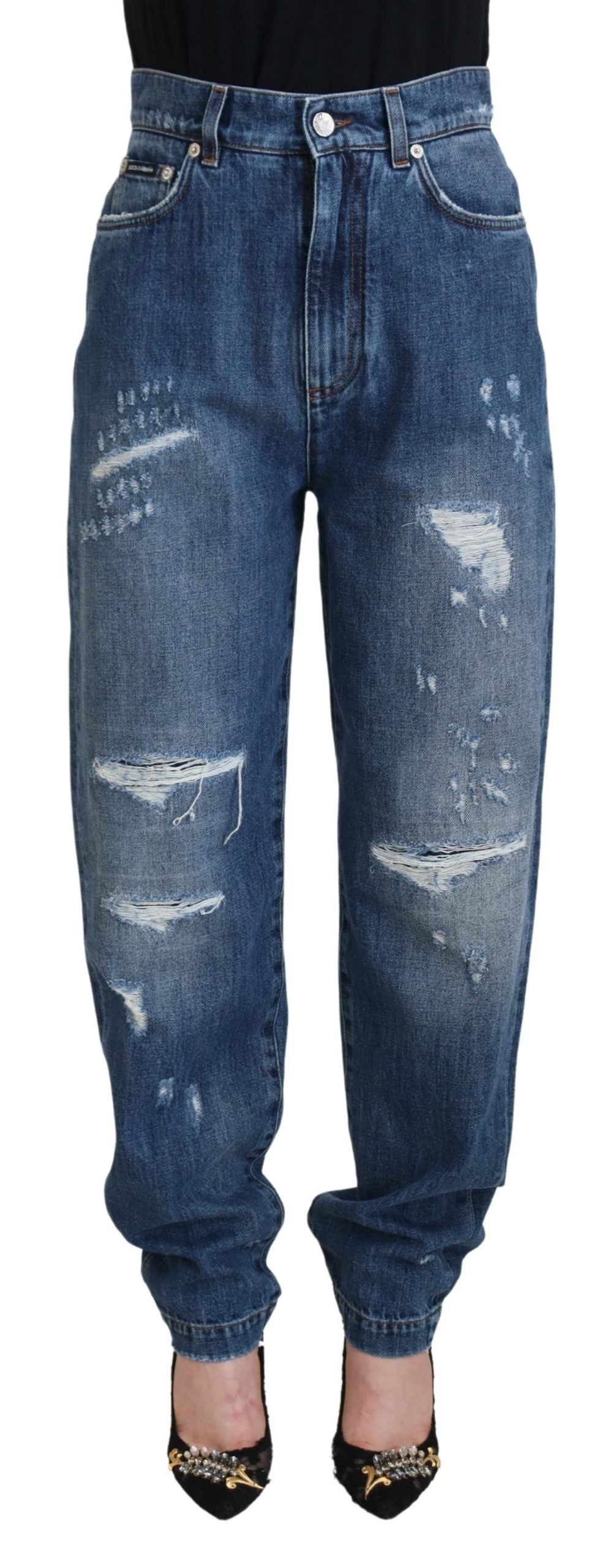 Dolce & Gabbana Elegant Tattered Denim Jeans IT40 | S