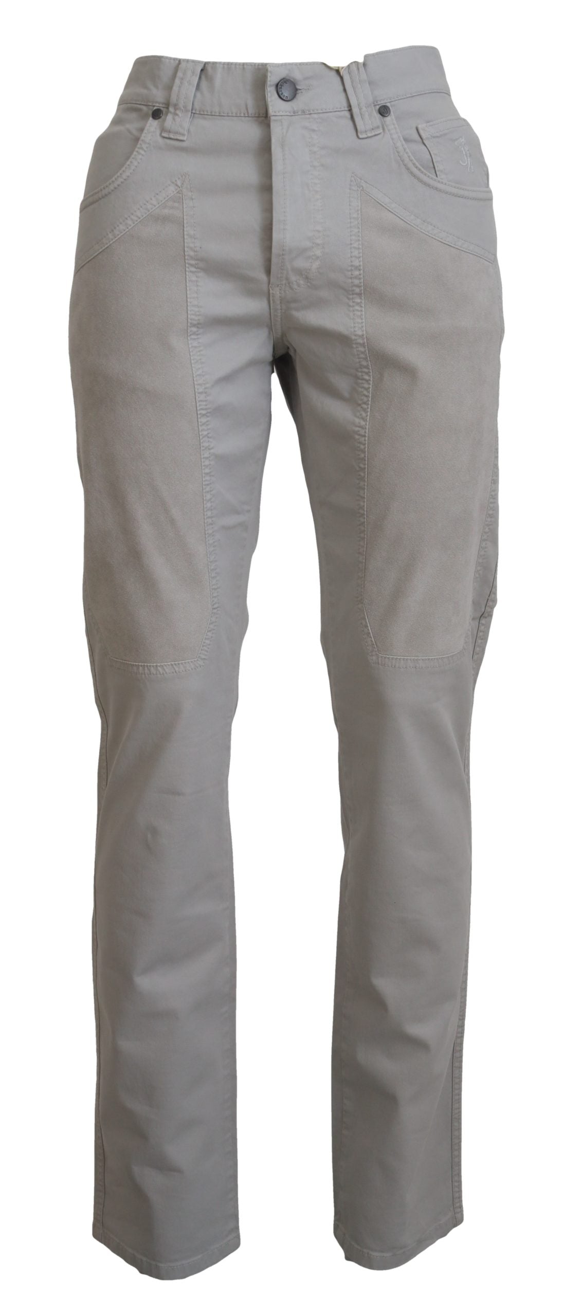 Jeckerson Elegant Gray Cotton Blend Pants W36