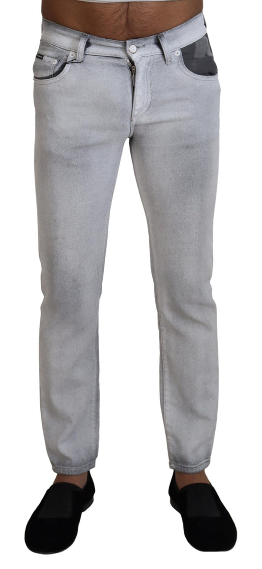 Dolce & Gabbana Elegant Gray Washed Cotton Blend Pants IT46 / S