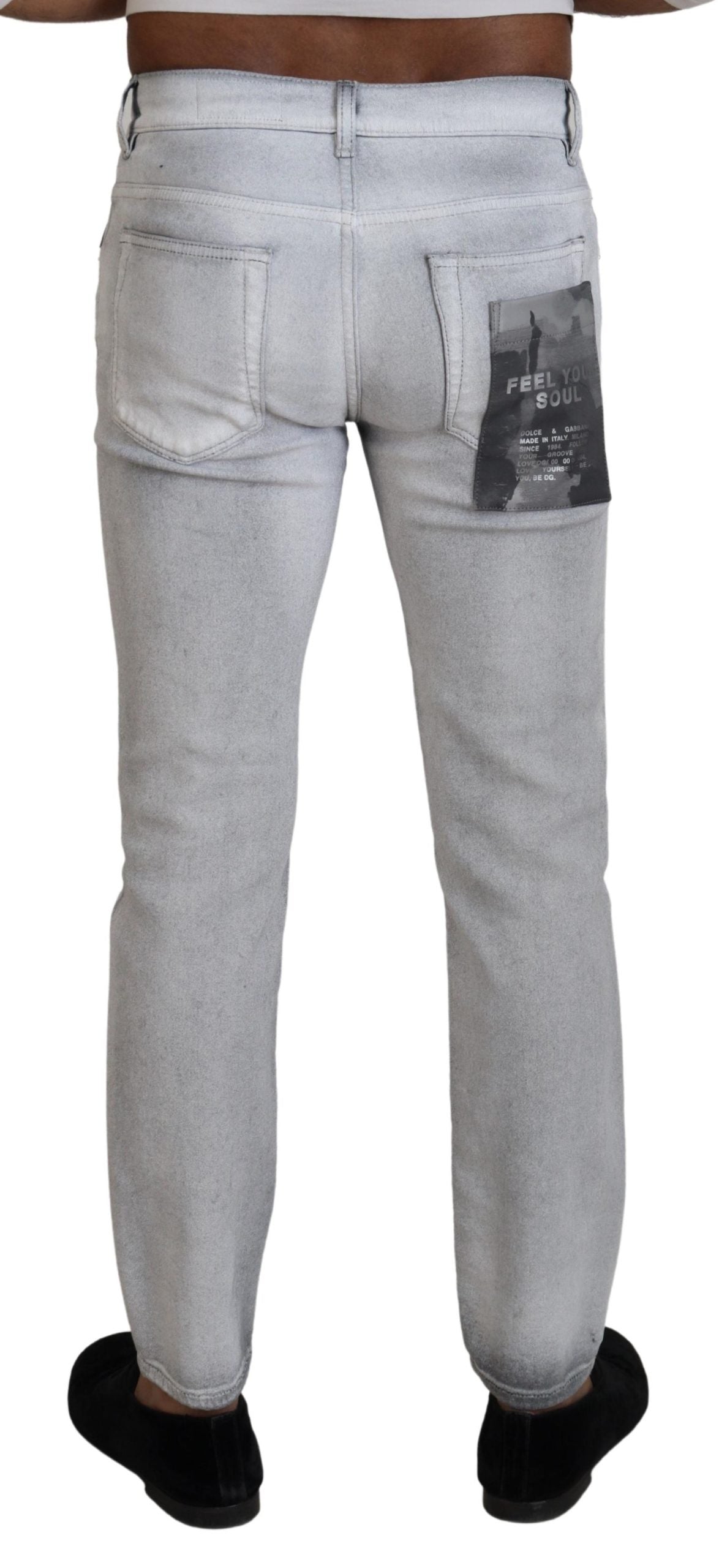 Dolce & Gabbana Elegant Gray Washed Cotton Blend Pants IT46 / S