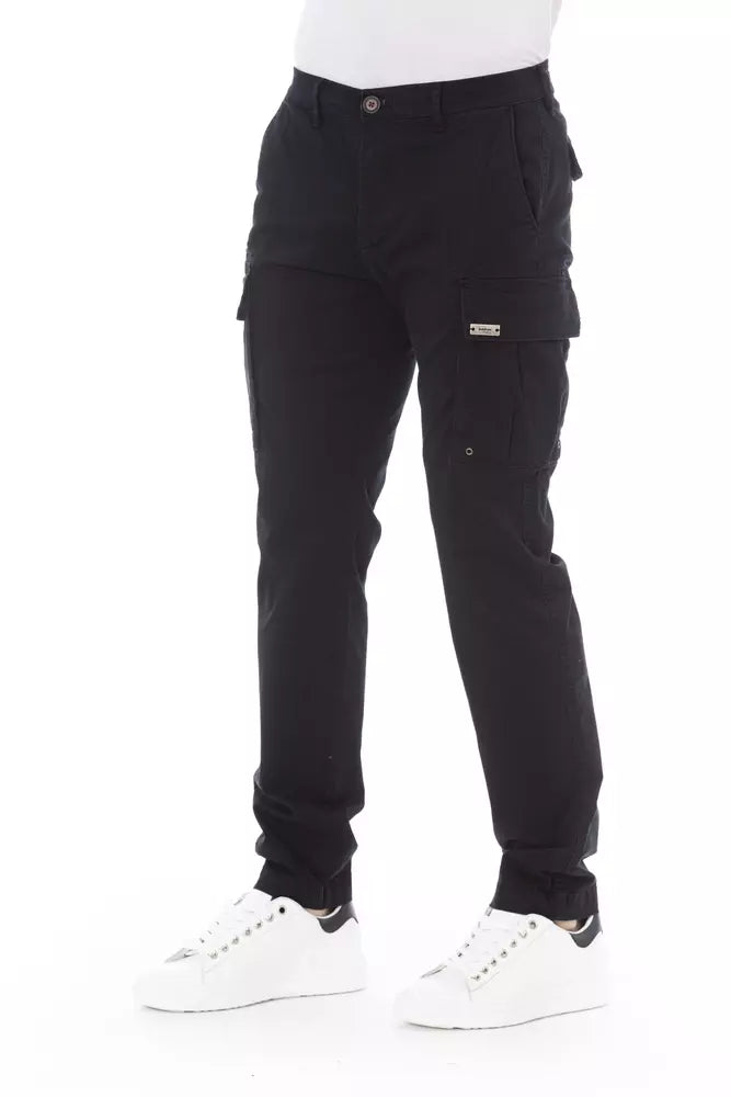 Baldinini Trend Sleek Black Cargo Trousers - Stretch Cotton Blend W32