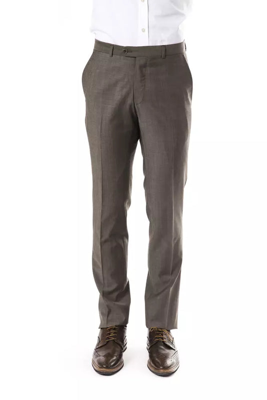 Uominitaliani Gray Woolen Men Pant IT52 | XL