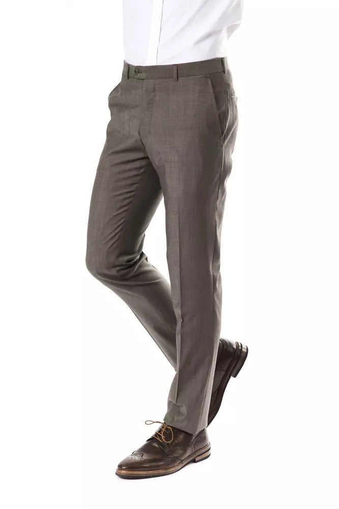 Uominitaliani Gray Woolen Men Pant IT52 | XL