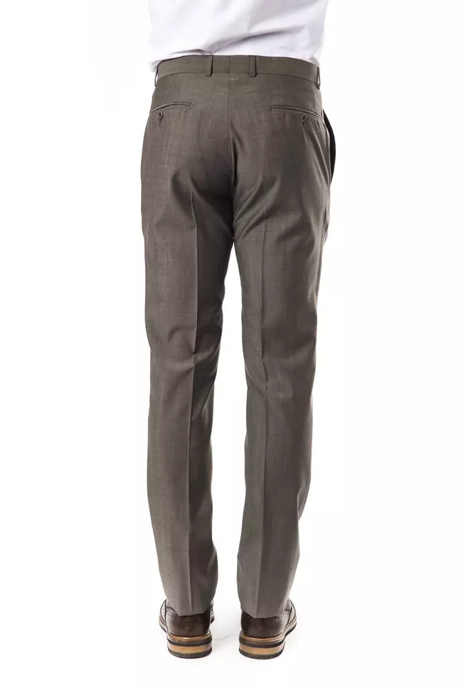 Uominitaliani Gray Woolen Men Pant IT52 | XL