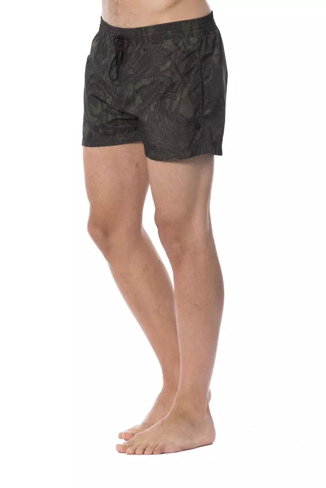 Roberto Cavalli Sport Army Polyester Men Swim Trunk