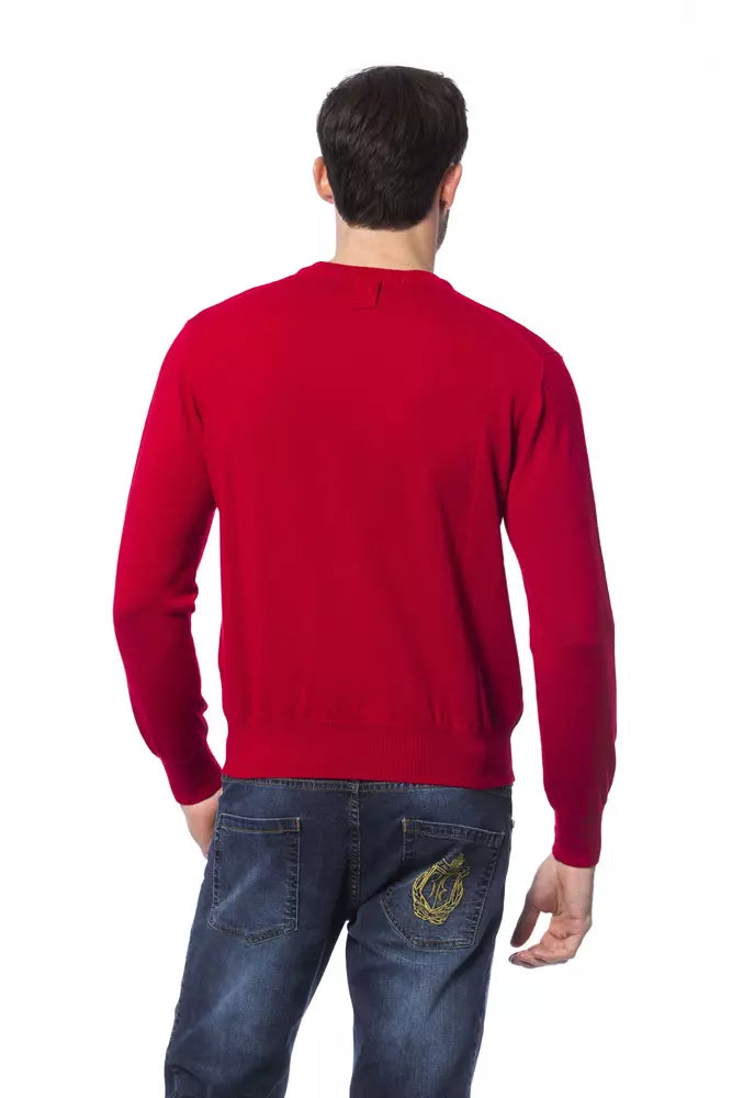 Billionaire Italian Couture Red Merino Wool Men Sweater