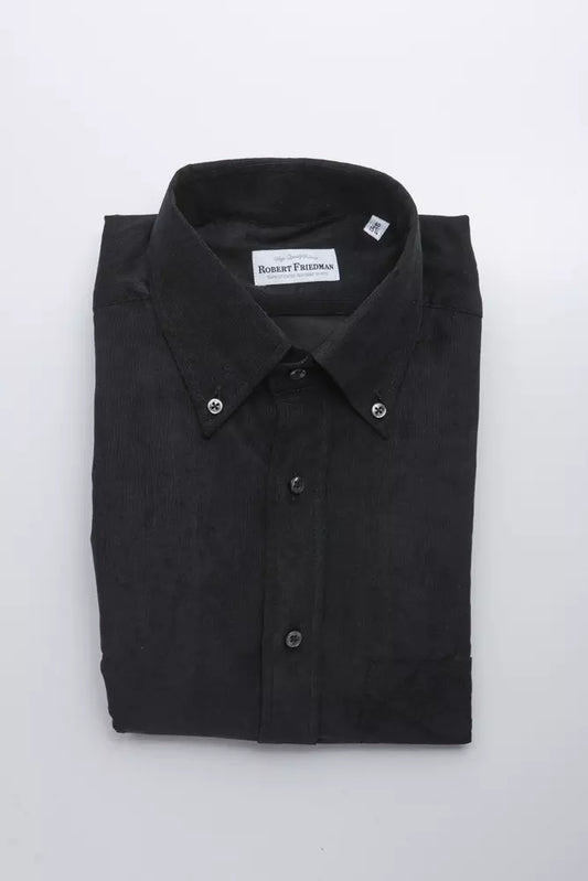 Robert Friedman Black Cotton Men Shirt