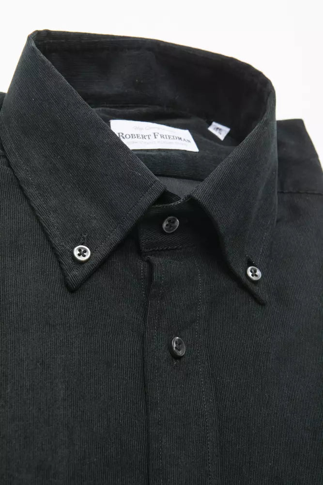 Robert Friedman Black Cotton Men Shirt