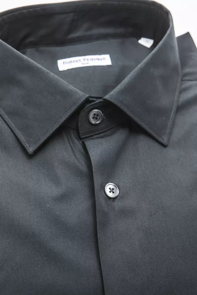 Robert Friedman Black Cotton Men Shirt