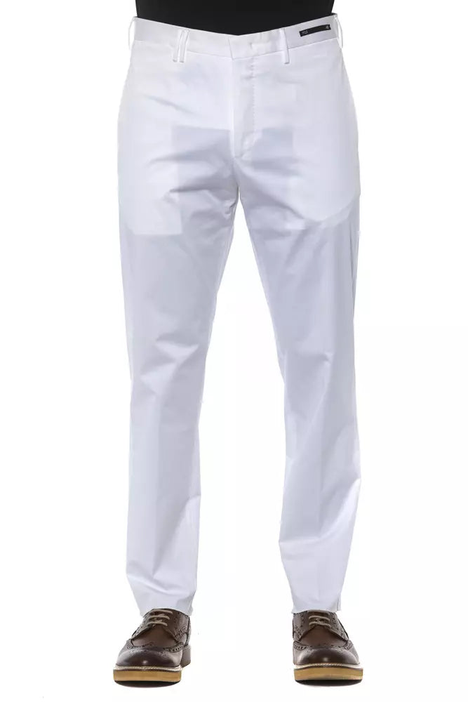 PT Torino White Cotton Men's Trouser IT56 | 3XL