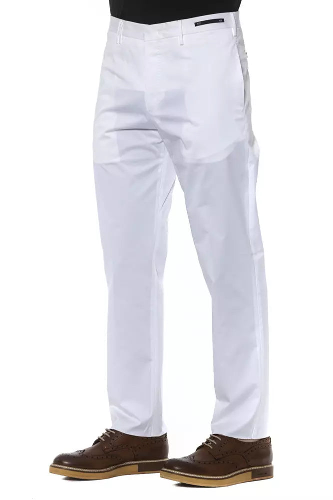 PT Torino White Cotton Men's Trouser IT56 | 3XL