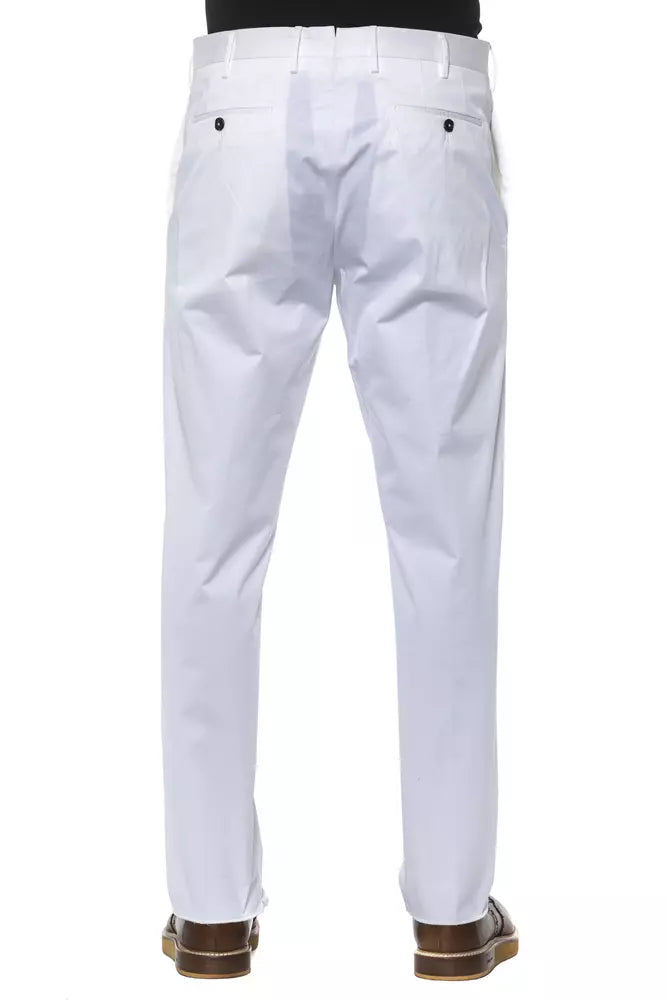 PT Torino White Cotton Men's Trouser IT56 | 3XL