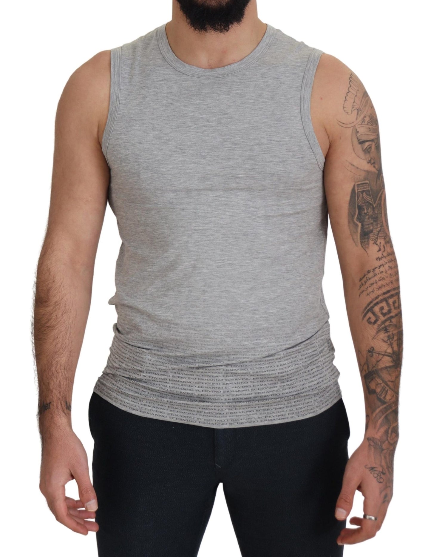 Ermanno Scervino Chic Gray Sleeveless Crewneck Tee IT48 | M