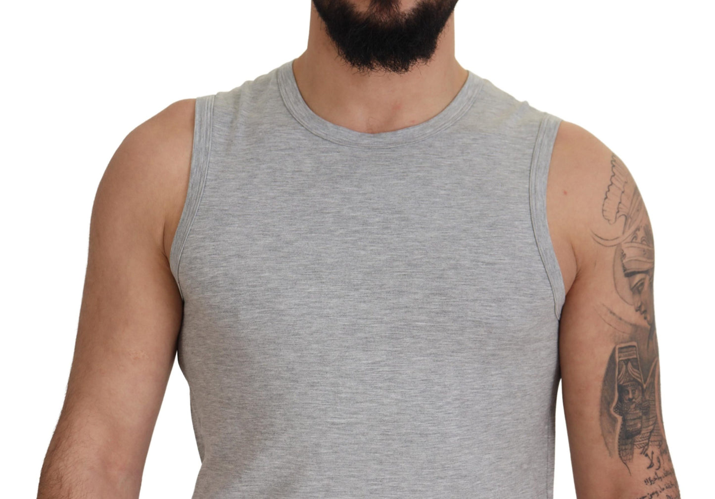 Ermanno Scervino Chic Gray Sleeveless Crewneck Tee IT48 | M