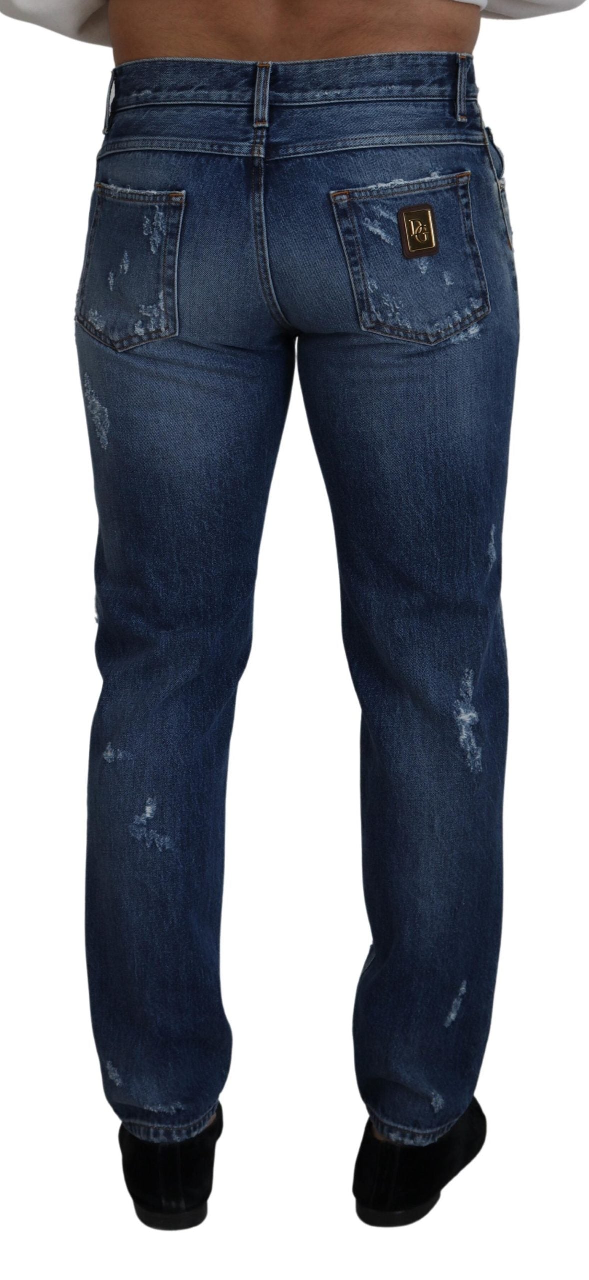 Dolce & Gabbana Chic Tattered Denim Pants for the Modern Man IT48 / M