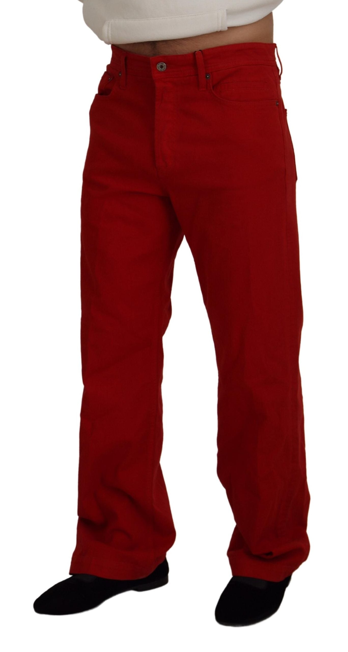 Dolce & Gabbana Chic Red Cotton Denim Pants IT46 / S