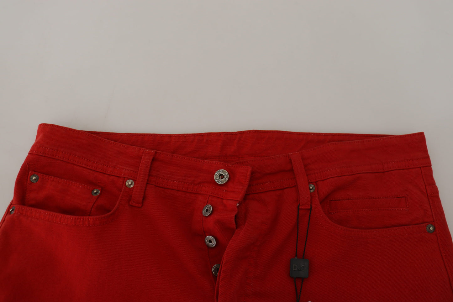 Dolce & Gabbana Chic Red Cotton Denim Pants IT46 / S