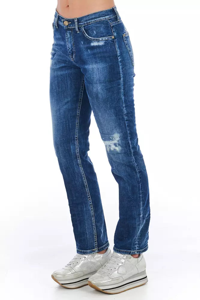 Frankie Morello Blue Cotton Women Jeans