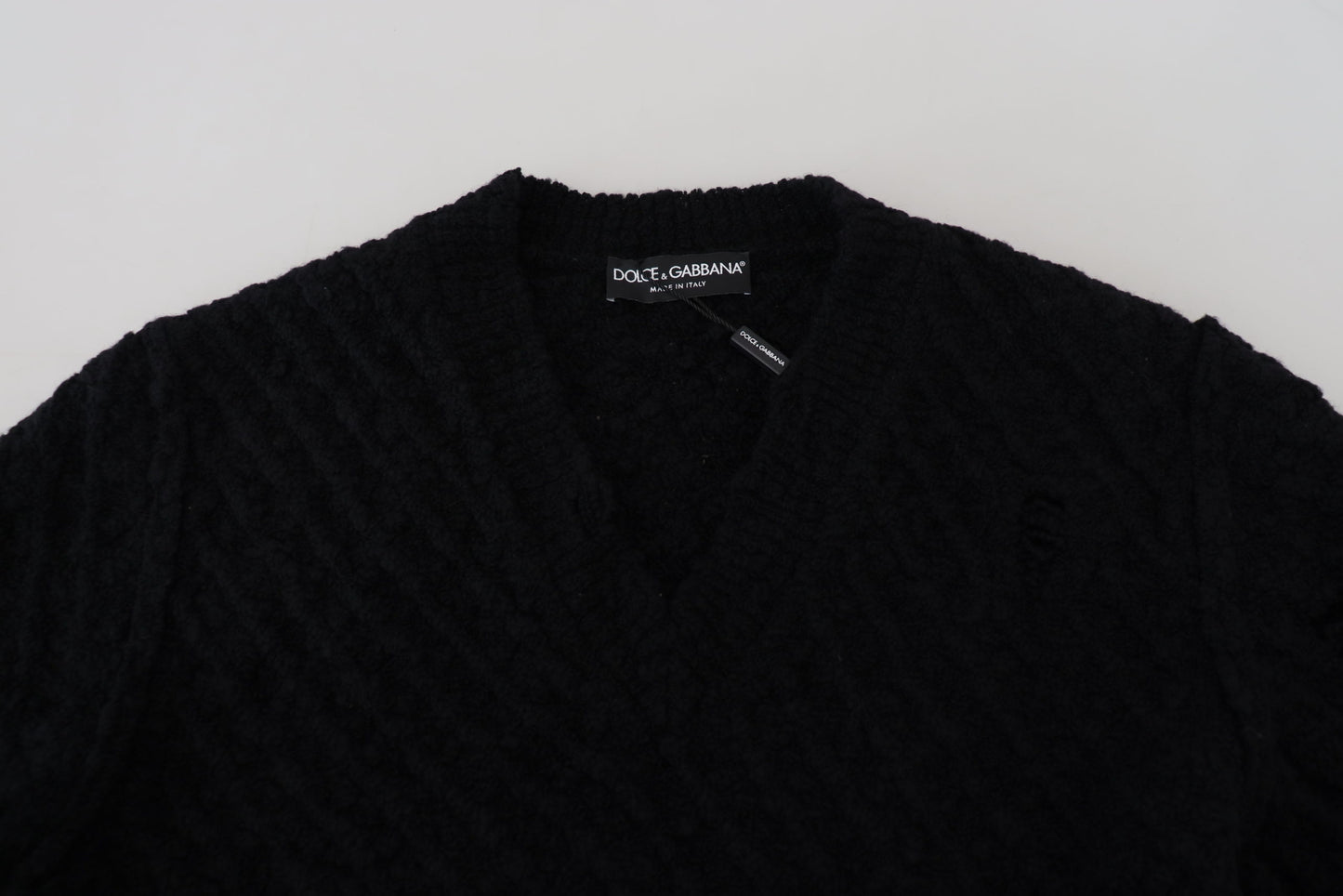 Dolce & Gabbana Elegant Black Wool-Blend V-Neck Sweater