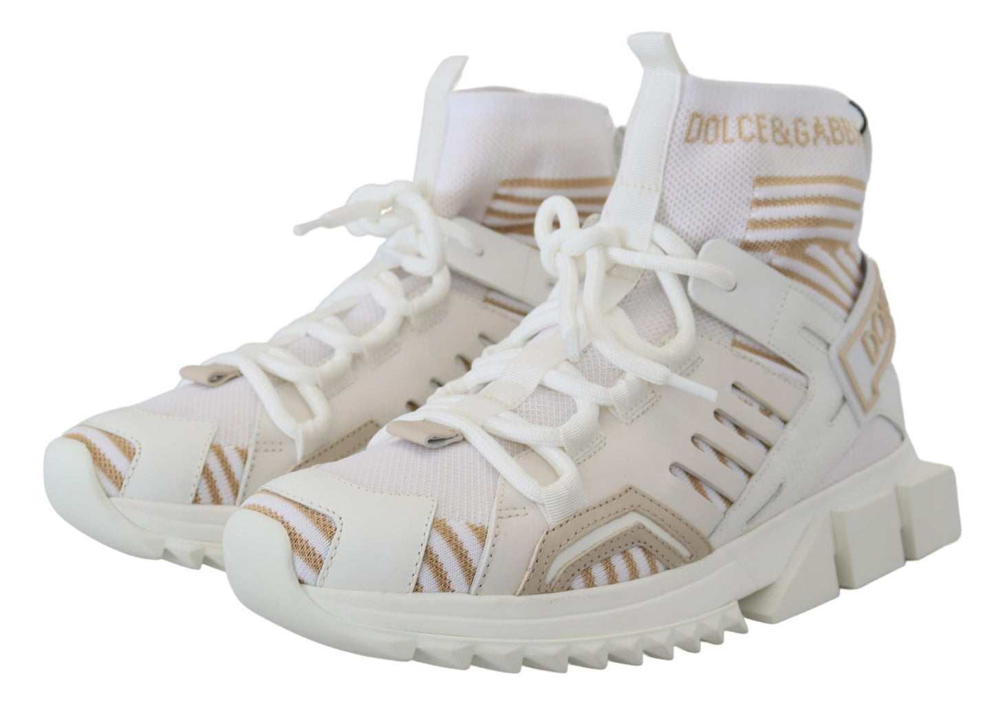 Dolce & Gabbana Elegant White Beige SORRENTO Sneakers EU39 / US6