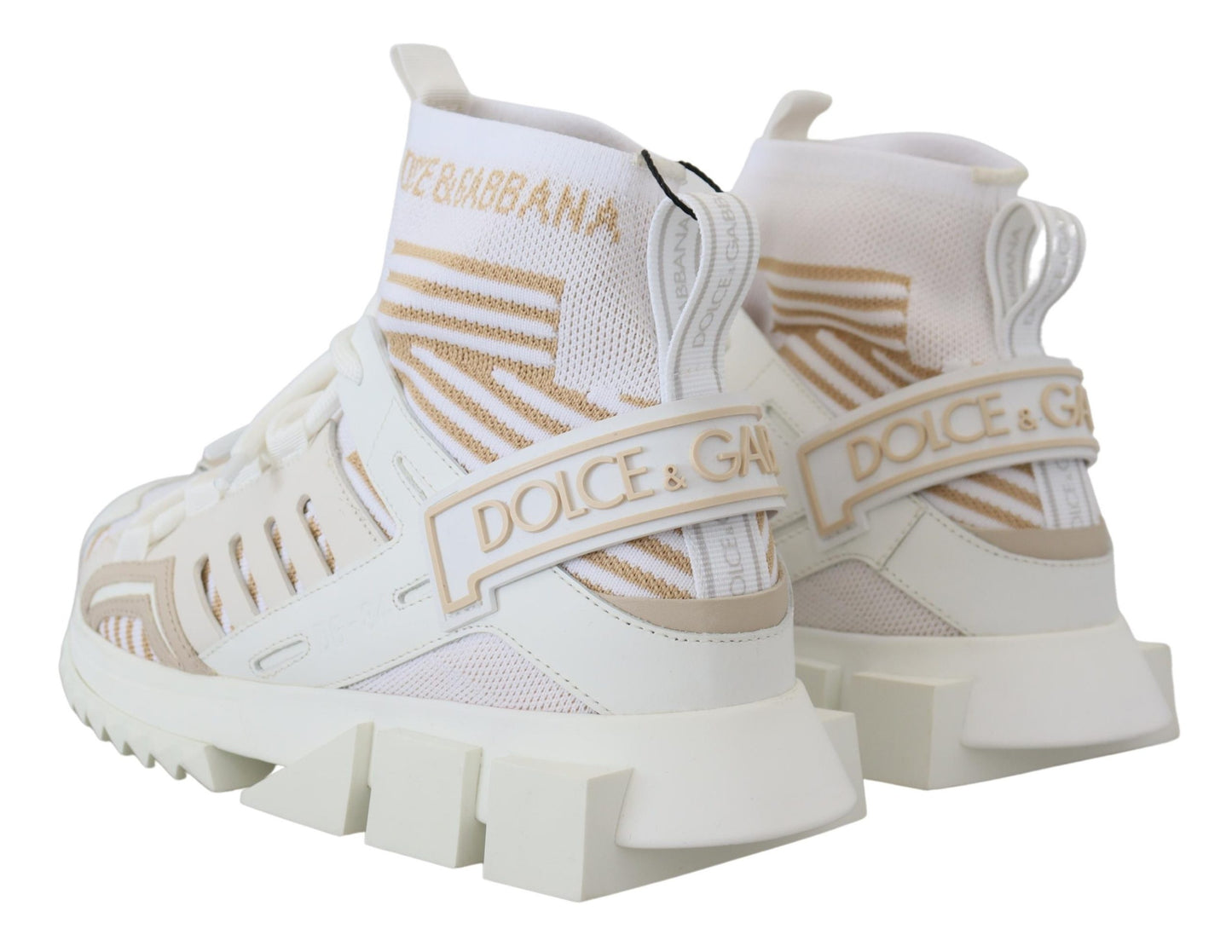 Dolce & Gabbana Elegant White Beige SORRENTO Sneakers EU39 / US6