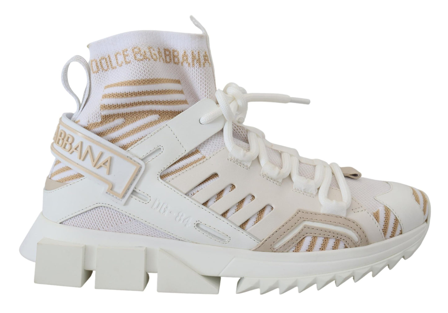 Dolce & Gabbana Elegant White Beige SORRENTO Sneakers EU39 / US6