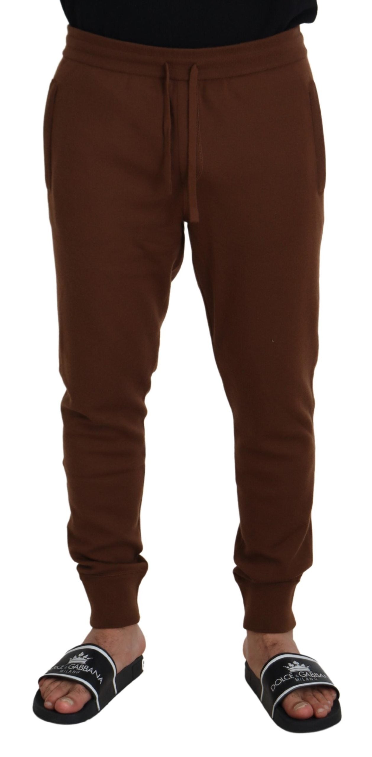 Dolce & Gabbana Elegant Brown Cashmere Jogger Pants IT56 / XL