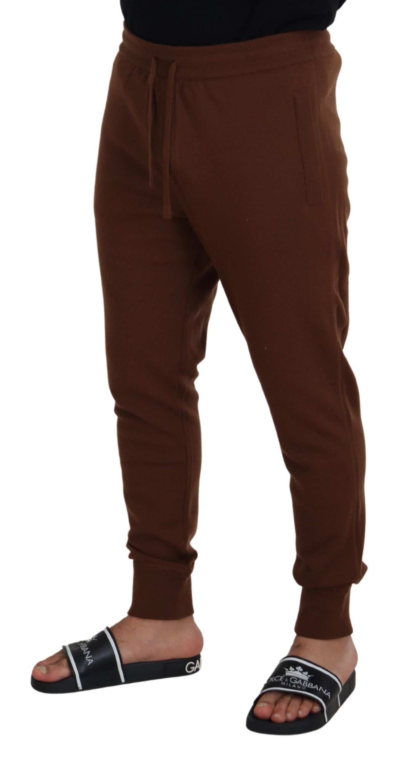 Dolce & Gabbana Elegant Brown Cashmere Jogger Pants IT56 / XL