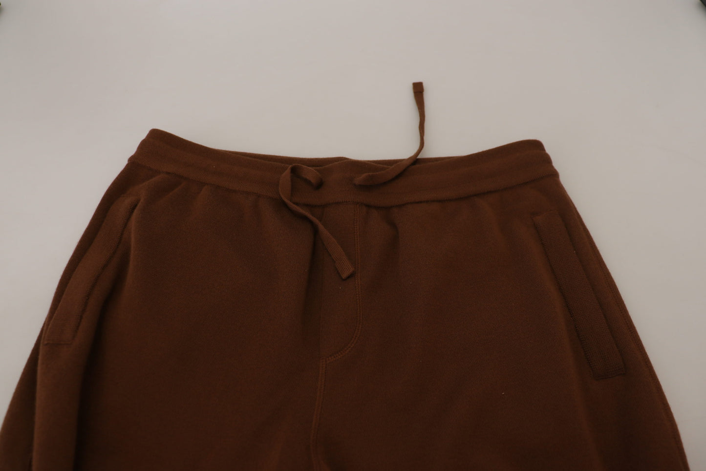 Dolce & Gabbana Elegant Brown Cashmere Jogger Pants IT56 / XL